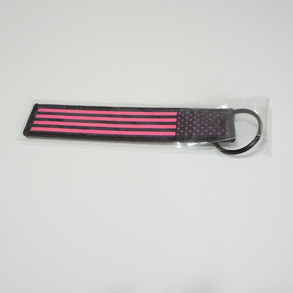 3/$10 - NWOT Hot Pink and Black American Flag Keychain